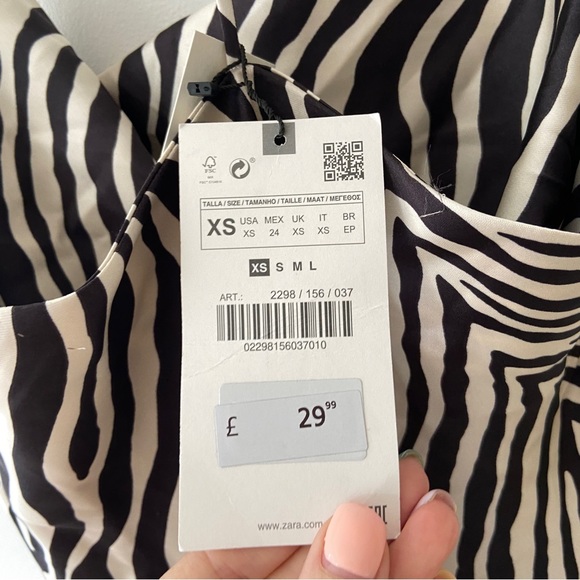Zara Zebra Print Mini Dress Satin Finish - Size XS - Picture 4 of 11